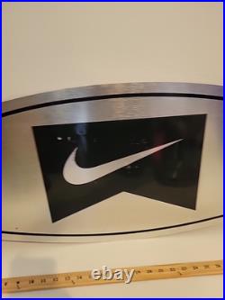RARE LARGE BLACK METAL Vintage NIKE STORE DISPLAY SIGN 36 X 15 SWOOSH Stainless