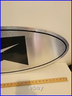 RARE LARGE BLACK METAL Vintage NIKE STORE DISPLAY SIGN 36 X 15 SWOOSH Stainless