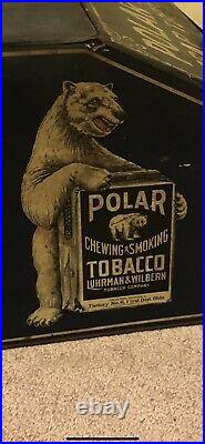 RARE LARGE Polar Bear Scrap Tobacco Tin Advertising Antique Sign Store Display