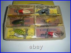 RARE LOT OF 6 VINTAGE ARBOGAST 1/4 oz JITTERBUG LURES With STORE DISPLAY BOX D3