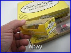 RARE LOT OF 6 VINTAGE ARBOGAST 1/4 oz JITTERBUG LURES With STORE DISPLAY BOX D3