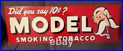RARE Model Tobacco Sign Porcelain Original Did you say 10 cents Near MINT $$$