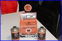 RARE NOS 1960s Store Display with2 Cans HEYER Stencil Duplicator Ink Black No. 998