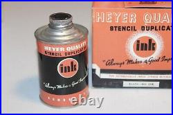 RARE NOS 1960s Store Display with2 Cans HEYER Stencil Duplicator Ink Black No. 998