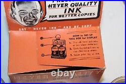 RARE NOS 1960s Store Display with2 Cans HEYER Stencil Duplicator Ink Black No. 998