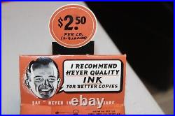 RARE NOS 1960s Store Display with2 Cans HEYER Stencil Duplicator Ink Black No. 998