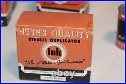 RARE NOS 1960s Store Display with2 Cans HEYER Stencil Duplicator Ink Black No. 998