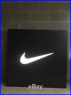 RARE Nike Outlet Light Up Swoosh Metal Sign 4' x 4'2'