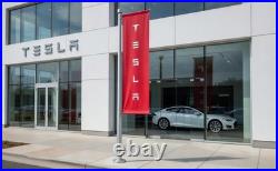 RARE Original Tesla Showroom 7ft Vertical Banner Flag Pole Display Official