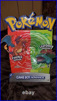 RARE Pokemon Fire Red Leaf Green Store Display Sign Nintendo 3D Poster