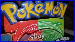 RARE Pokemon Fire Red Leaf Green Store Display Sign Nintendo 3D Poster