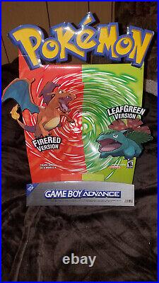 RARE Pokemon Fire Red Leaf Green Store Display Sign Nintendo 3D Poster