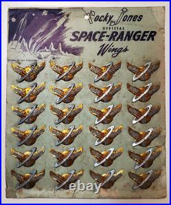 RARE Rocky Jones Space Ranger Wings Store Display 24 NOS Badges 1954 Toy