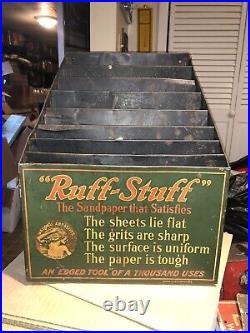 RARE Ruff-Stuff Sandpaper Store Counter Display Cabinet Vintage Advertising Sign