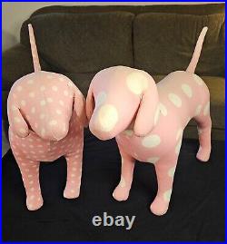 RARE! Set of 2 Victoria's Secret PINK Giant Store DISPLAY DOGS PINK Polka Dot