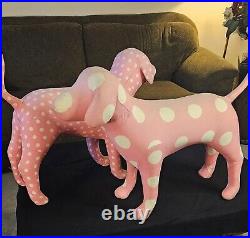 RARE! Set of 2 Victoria's Secret PINK Giant Store DISPLAY DOGS PINK Polka Dot