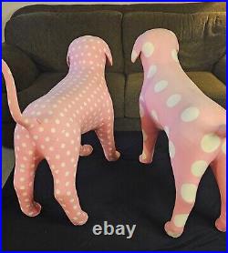 RARE! Set of 2 Victoria's Secret PINK Giant Store DISPLAY DOGS PINK Polka Dot