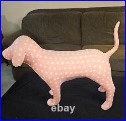 RARE! Set of 2 Victoria's Secret PINK Giant Store DISPLAY DOGS PINK Polka Dot