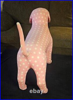 RARE! Set of 2 Victoria's Secret PINK Giant Store DISPLAY DOGS PINK Polka Dot