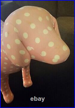 RARE! Set of 2 Victoria's Secret PINK Giant Store DISPLAY DOGS PINK Polka Dot