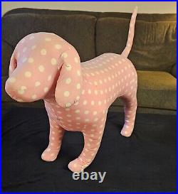 RARE! Set of 2 Victoria's Secret PINK Giant Store DISPLAY DOGS PINK Polka Dot