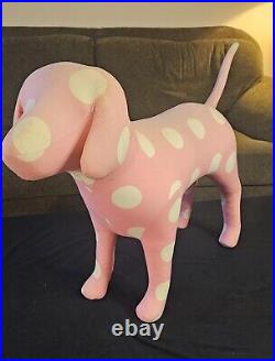 RARE! Set of 2 Victoria's Secret PINK Giant Store DISPLAY DOGS PINK Polka Dot