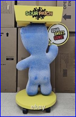 RARE Sour Patch Kids Candy Store Display withStorage Tray Rolling Wheels Blue