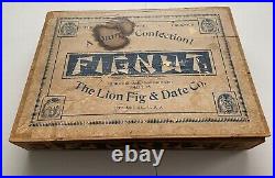 RARE! Store Display 1900's Wooden Advertising Box FIGNUT Lion Fig & Date Co. 5¢