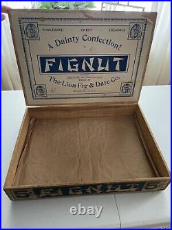 RARE! Store Display 1900's Wooden Advertising Box FIGNUT Lion Fig & Date Co. 5¢