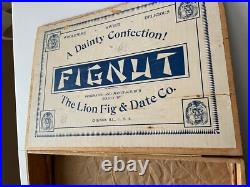 RARE! Store Display 1900's Wooden Advertising Box FIGNUT Lion Fig & Date Co. 5¢