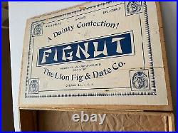 RARE! Store Display 1900's Wooden Advertising Box FIGNUT Lion Fig & Date Co. 5¢