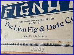 RARE! Store Display 1900's Wooden Advertising Box FIGNUT Lion Fig & Date Co. 5¢