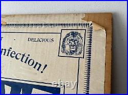 RARE! Store Display 1900's Wooden Advertising Box FIGNUT Lion Fig & Date Co. 5¢