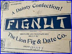 RARE! Store Display 1900's Wooden Advertising Box FIGNUT Lion Fig & Date Co. 5¢