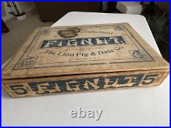 RARE! Store Display 1900's Wooden Advertising Box FIGNUT Lion Fig & Date Co. 5¢