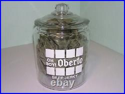 RARE Store display Oberto Beef Jerky Glass Jug Canister Collectible 13 withlid