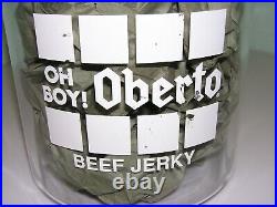 RARE Store display Oberto Beef Jerky Glass Jug Canister Collectible 13 withlid