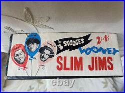 RARE THE 3 STOOGES VTG LOONEY SLIM JIMS COUNTER STORE DISPLAY BOX With24 CANDIES