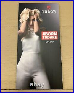RARE TUDOR Watch Lady Gaga Black Bay Store Counter Display Sign Ad Born to Dare
