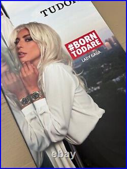 RARE TUDOR Watch Lady Gaga Black Bay Store Counter Display Sign Large 2 Sided