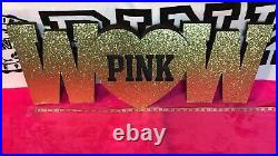 RARE Victoria's Secret PINK Gold Glitter WOW Store Prop Display Decoration NEW