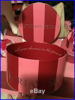 RARE Victoria's Secret Store Display Prop 6 Hat Boxes Red/Pink Striped HTF