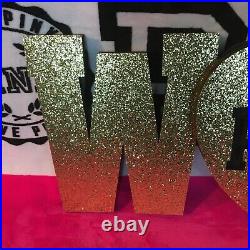 RARE Victorias Secret PINK Gold Glitter WOW Store Prop Display Decoration NEW