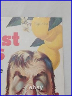 RARE Vintage 1950s Sunkist Lemons Store Display Unusual Sign Strange Litho 16x14