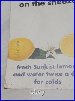 RARE Vintage 1950s Sunkist Lemons Store Display Unusual Sign Strange Litho 16x14