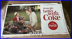 RARE-Vintage-1966 Coke In Store Display-Lithographed Inserts 3 Coke Original
