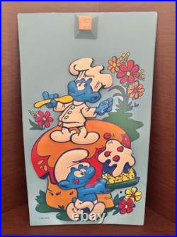 RARE! Vintage 1983 Peyo Smurfs Talking Toy Plastic 3D Store Display 12 x 21
