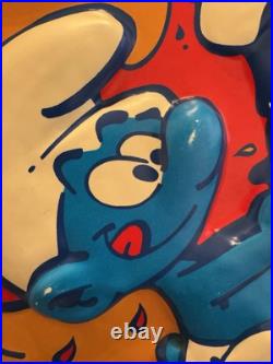 RARE! Vintage 1983 Peyo Smurfs Talking Toy Plastic 3D Store Display 12 x 21