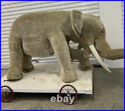 RARE! Vintage / Antique LARGE Jumbo STEIFF Studio Mohair ELEPHANT, Store Display