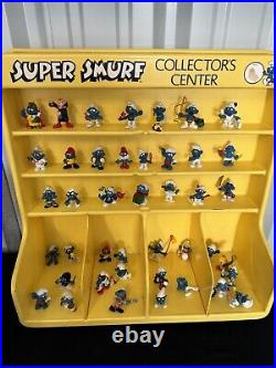 RARE! Vintage Collectors Center Store Display With Huge lot Of 42 Smurfs